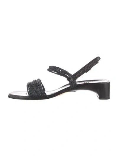Pre-owned Stuart Weitzman Leather Slingback Sandals In Black