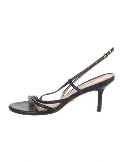 Pre-owned Stuart Weitzman Leather Slingback Sandals In Black