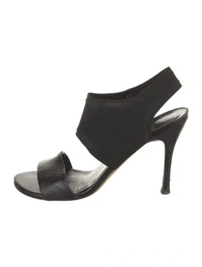 Pre-owned Stuart Weitzman Leather Slingback Sandals In Black