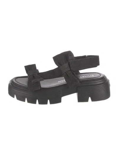 Pre-owned Stuart Weitzman Leather Slingback Sandals In Black