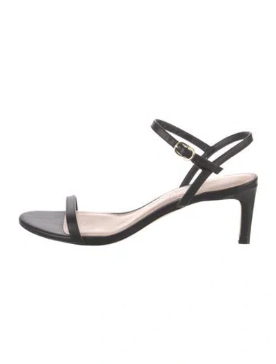 Pre-owned Stuart Weitzman Leather Slingback Sandals In Black