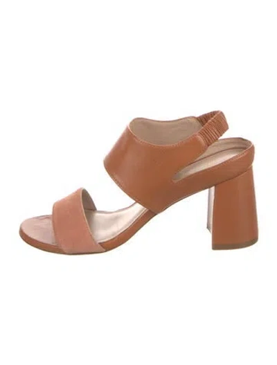 Pre-owned Stuart Weitzman Leather Slingback Sandals In Brown