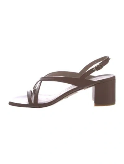 Pre-owned Stuart Weitzman Leather Slingback Sandals In Brown
