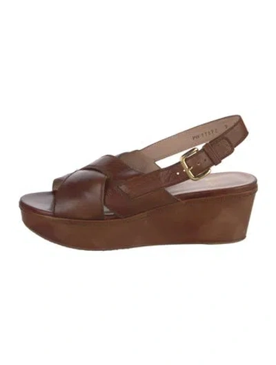 Pre-owned Stuart Weitzman Leather Slingback Sandals In Brown