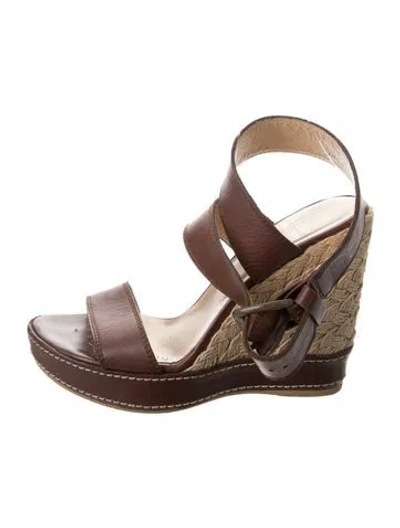 Pre-owned Stuart Weitzman Leather Slingback Sandals In Brown