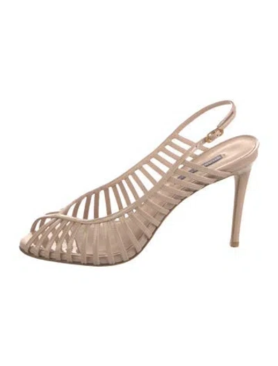 Pre-owned Stuart Weitzman Leather Slingback Sandals In Neutral