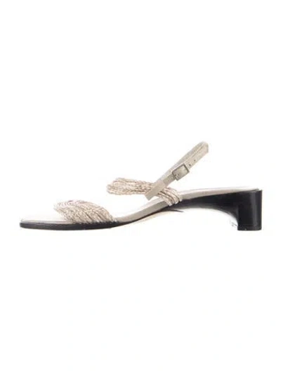 Pre-owned Stuart Weitzman Leather Slingback Sandals In Neutral