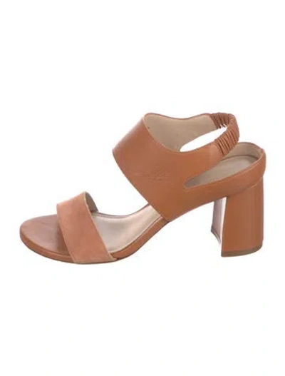Pre-owned Stuart Weitzman Leather Slingback Sandals In Neutral