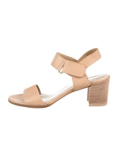 Pre-owned Stuart Weitzman Leather Slingback Sandals In Neutral