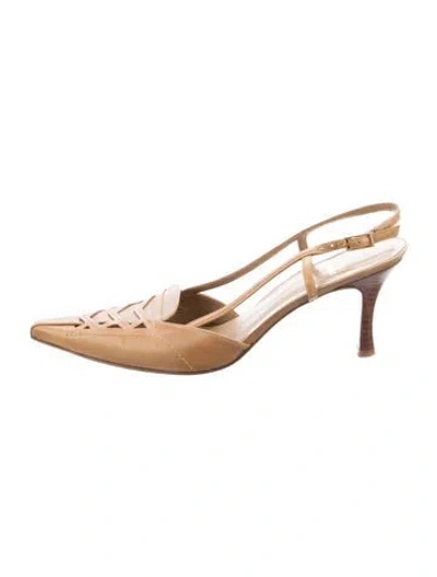 Pre-owned Stuart Weitzman Leather Slingback Sandals In Neutral