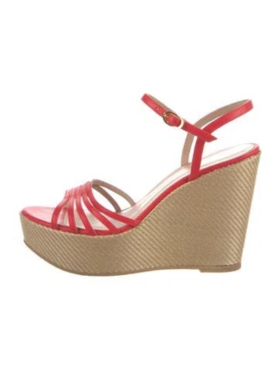 Pre-owned Stuart Weitzman Leather Slingback Sandals In Red