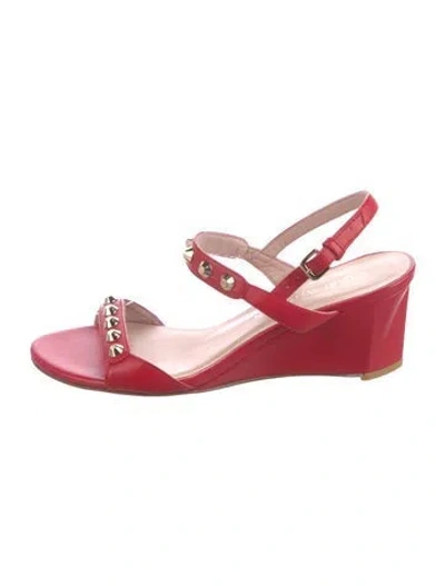 Pre-owned Stuart Weitzman Leather Slingback Sandals In Red