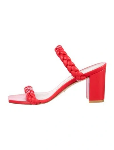 Pre-owned Stuart Weitzman Leather Slingback Sandals In Red