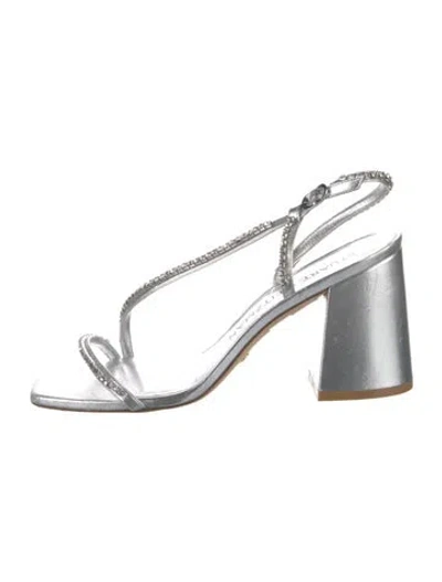 Pre-owned Stuart Weitzman Leather Slingback Sandals In Silver