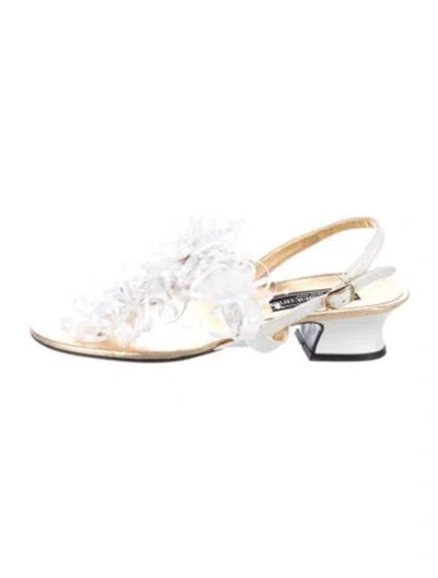 Pre-owned Stuart Weitzman Leather Slingback Sandals In White
