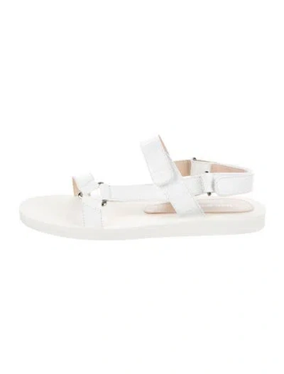 Pre-owned Stuart Weitzman Leather Slingback Sandals In White
