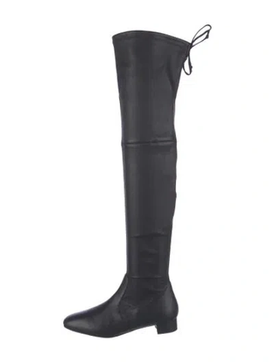 Pre-owned Stuart Weitzman Leather Slouch Boots In Black