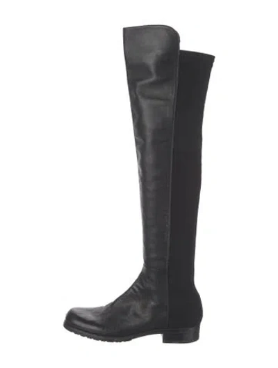 Pre-owned Stuart Weitzman Leather Slouch Boots In Black
