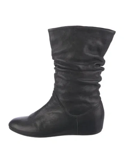 Pre-owned Stuart Weitzman Leather Slouch Boots In Black