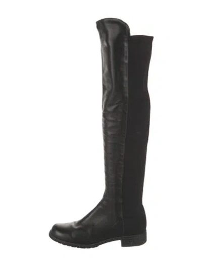 Pre-owned Stuart Weitzman Leather Slouch Boots In Black