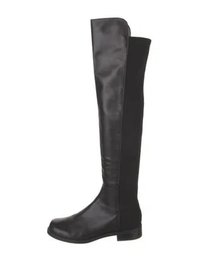 Pre-owned Stuart Weitzman Leather Slouch Boots In Black