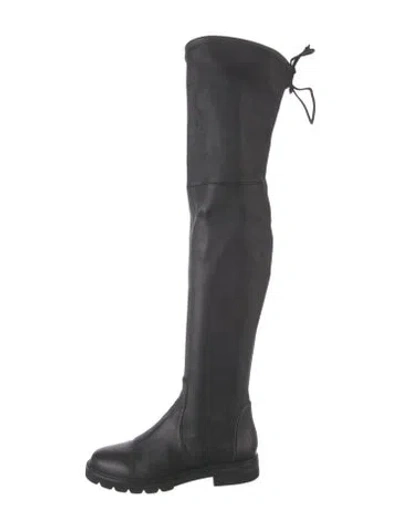 Pre-owned Stuart Weitzman Leather Slouch Boots In Black