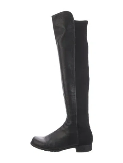 Pre-owned Stuart Weitzman Leather Slouch Boots In Black