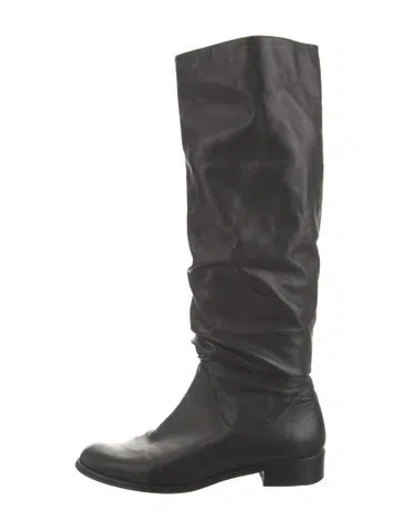 Pre-owned Stuart Weitzman Leather Slouch Boots In Black