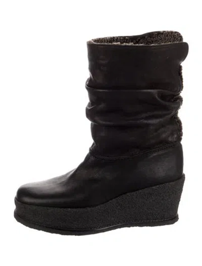 Pre-owned Stuart Weitzman Leather Slouch Boots In Black