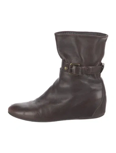 Pre-owned Stuart Weitzman Leather Slouch Boots In Brown