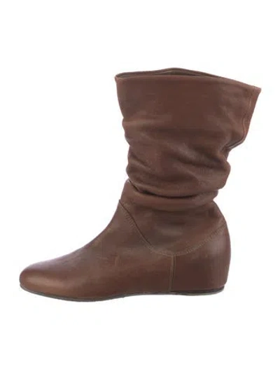 Pre-owned Stuart Weitzman Leather Slouch Boots In Brown