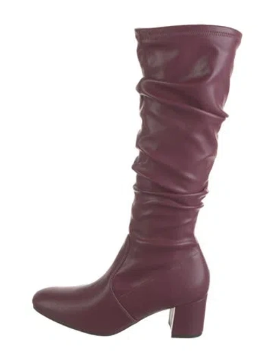 Pre-owned Stuart Weitzman Leather Slouch Boots In Burgundy