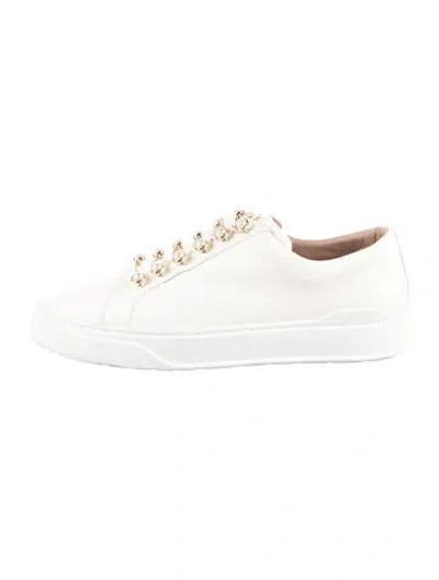 Pre-owned Stuart Weitzman Leather Sneakers In Gold/neutrals
