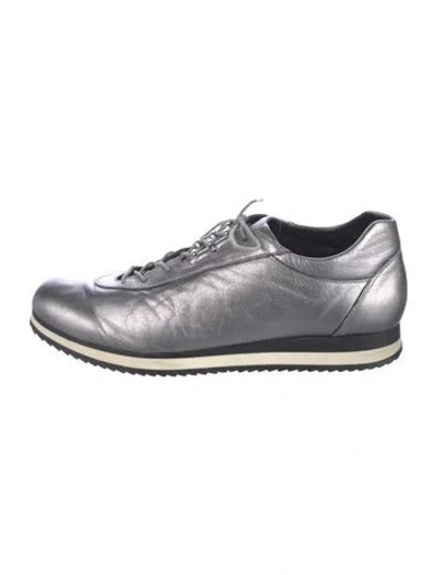 Pre-owned Stuart Weitzman Leather Sneakers In Silver