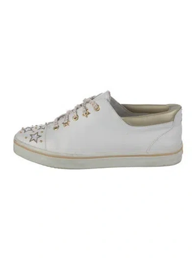 Pre-owned Stuart Weitzman Leather Sneakers In White