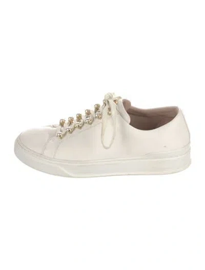 Pre-owned Stuart Weitzman Leather Sneakers In White