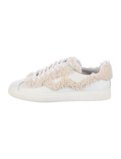 Pre-owned Stuart Weitzman Leather Sneakers In White
