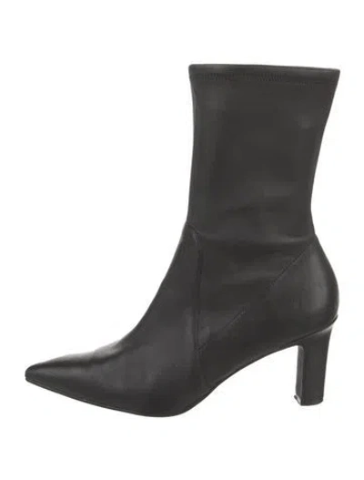 Pre-owned Stuart Weitzman Leather Sock Boots In Black