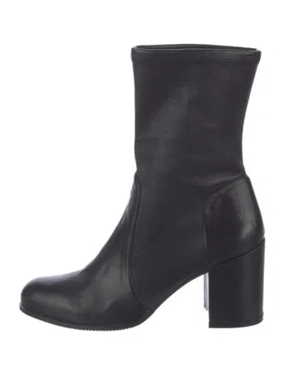 Pre-owned Stuart Weitzman Leather Sock Boots In Black
