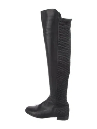 Pre-owned Stuart Weitzman Leather Sock Boots In Black