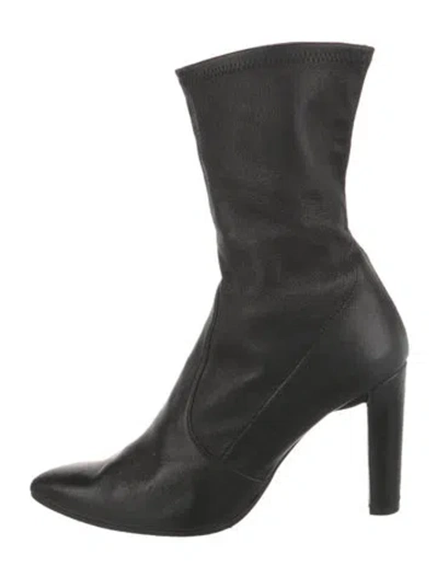 Pre-owned Stuart Weitzman Leather Sock Boots In Black
