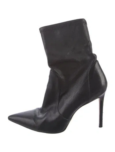 Pre-owned Stuart Weitzman Leather Sock Boots In Black