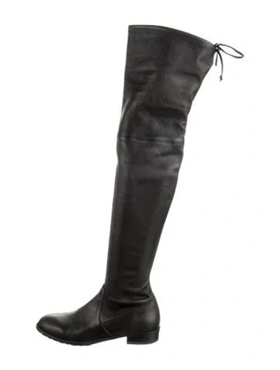 Pre-owned Stuart Weitzman Leather Sock Boots In Black
