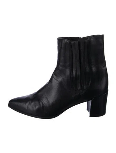 Pre-owned Stuart Weitzman Leather Sock Boots In Black