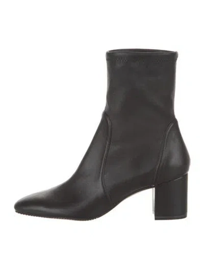 Pre-owned Stuart Weitzman Leather Sock Boots In Black