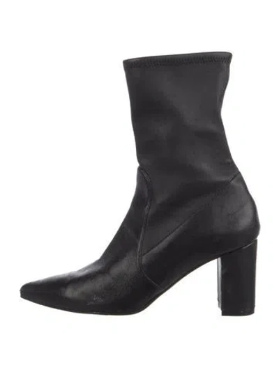 Pre-owned Stuart Weitzman Leather Sock Boots In Black