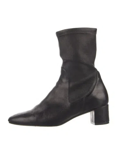 Pre-owned Stuart Weitzman Leather Sock Boots In Black