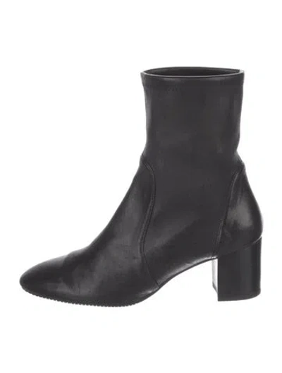 Pre-owned Stuart Weitzman Leather Sock Boots In Black