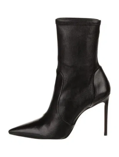 Pre-owned Stuart Weitzman Leather Sock Boots In Black