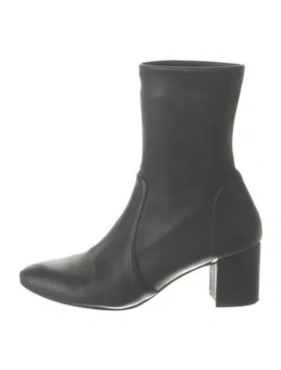 Pre-owned Stuart Weitzman Leather Sock Boots In Black
